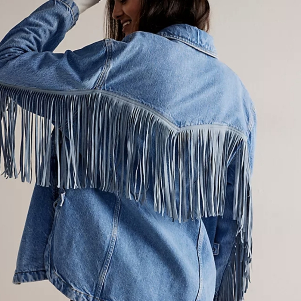 Free People Fringe Out Denim Jacket - Picture 3 of 10